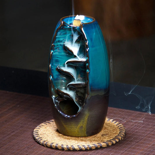 Ceramic Zen Cascade Waterfall Incense Burner