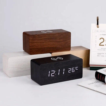 Lumina Wood Desk Clock & Charger