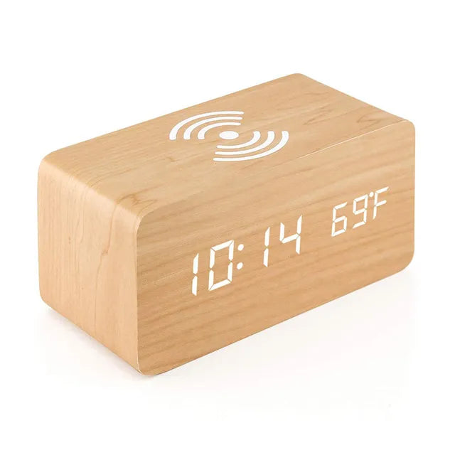 Lumina Wood Desk Clock & Charger