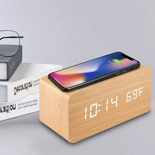 Lumina Wood Desk Clock & Charger