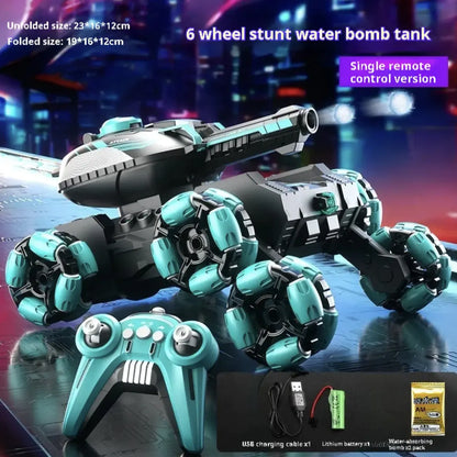 Six-Wheeled Stunt Water Bomb Tank with Remote Hand Gesture Control