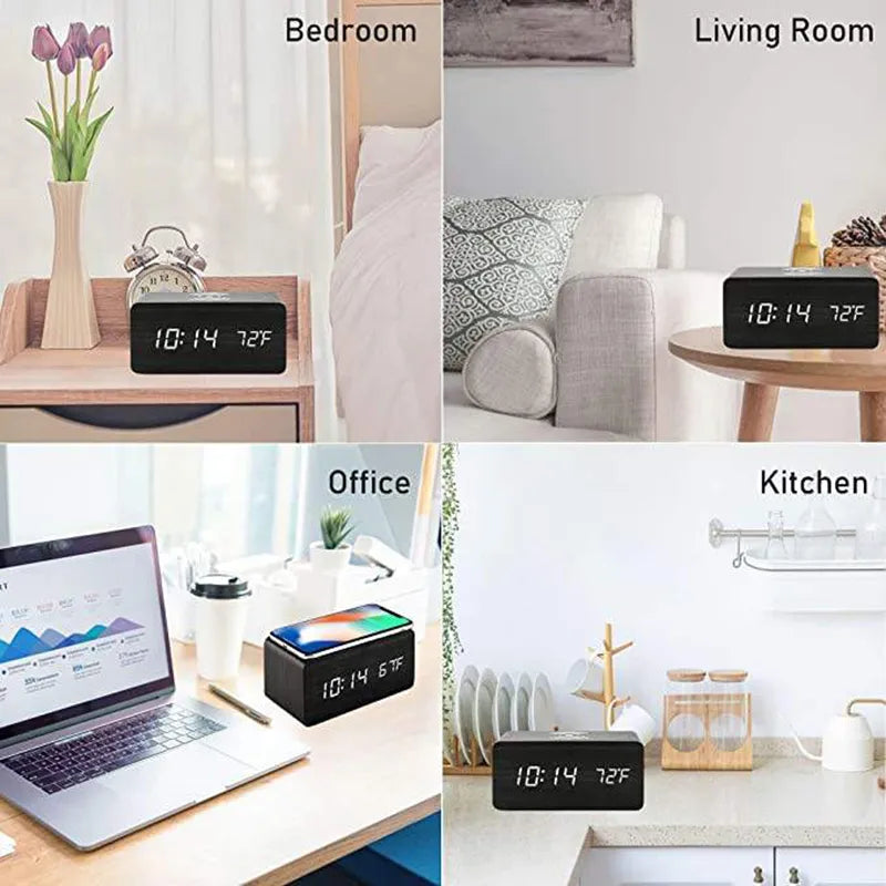 Lumina Wood Desk Clock & Charger