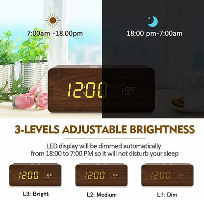 Lumina Wood Desk Clock & Charger