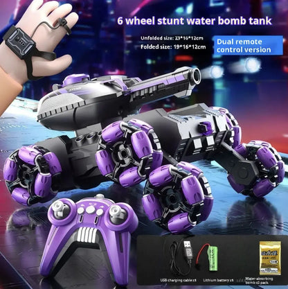 Six-Wheeled Stunt Water Bomb Tank with Remote Hand Gesture Control